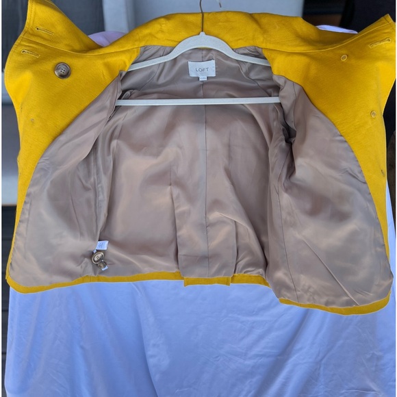 LOFT Womens Yellow Double Breasted Short Trench Coat - Picture 9 of 11